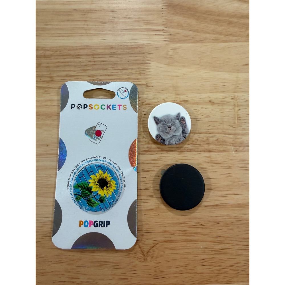 PopSockets‎ PopGrip Phone Grip Lot 3 New Cat Sunflower Black